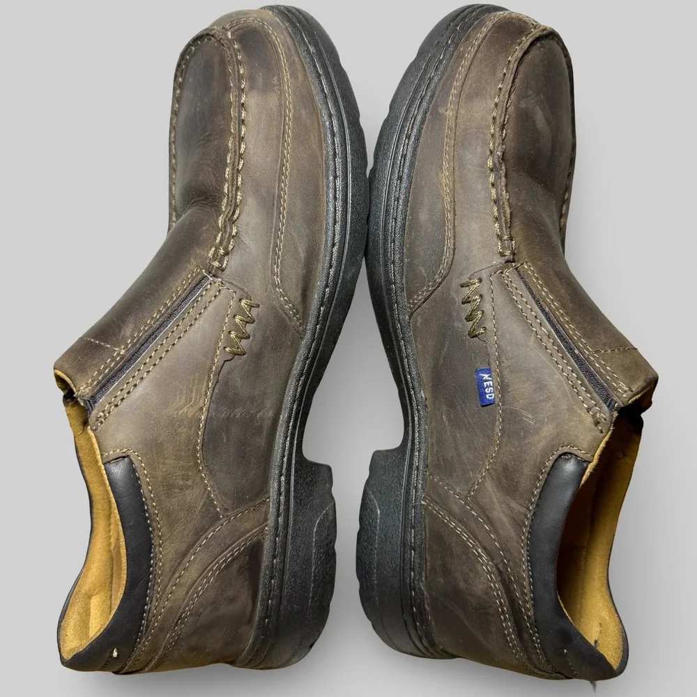 Timberland PRO ESD Anti-Fatigue Slip On Leather Work Shoes Mens 10.5M Brown